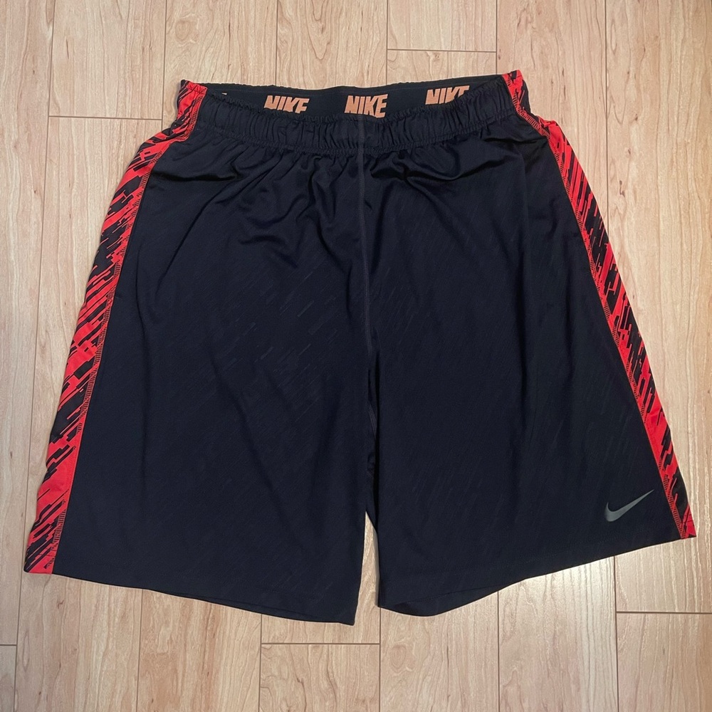 Nike Men's Black Shorts with Red Accents